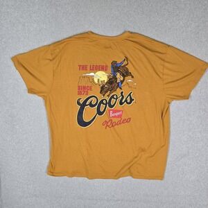 Coors Men Shirt 3XL Mustard Yellow Graphic Cowboy Rodeo Casual Grunge Logo